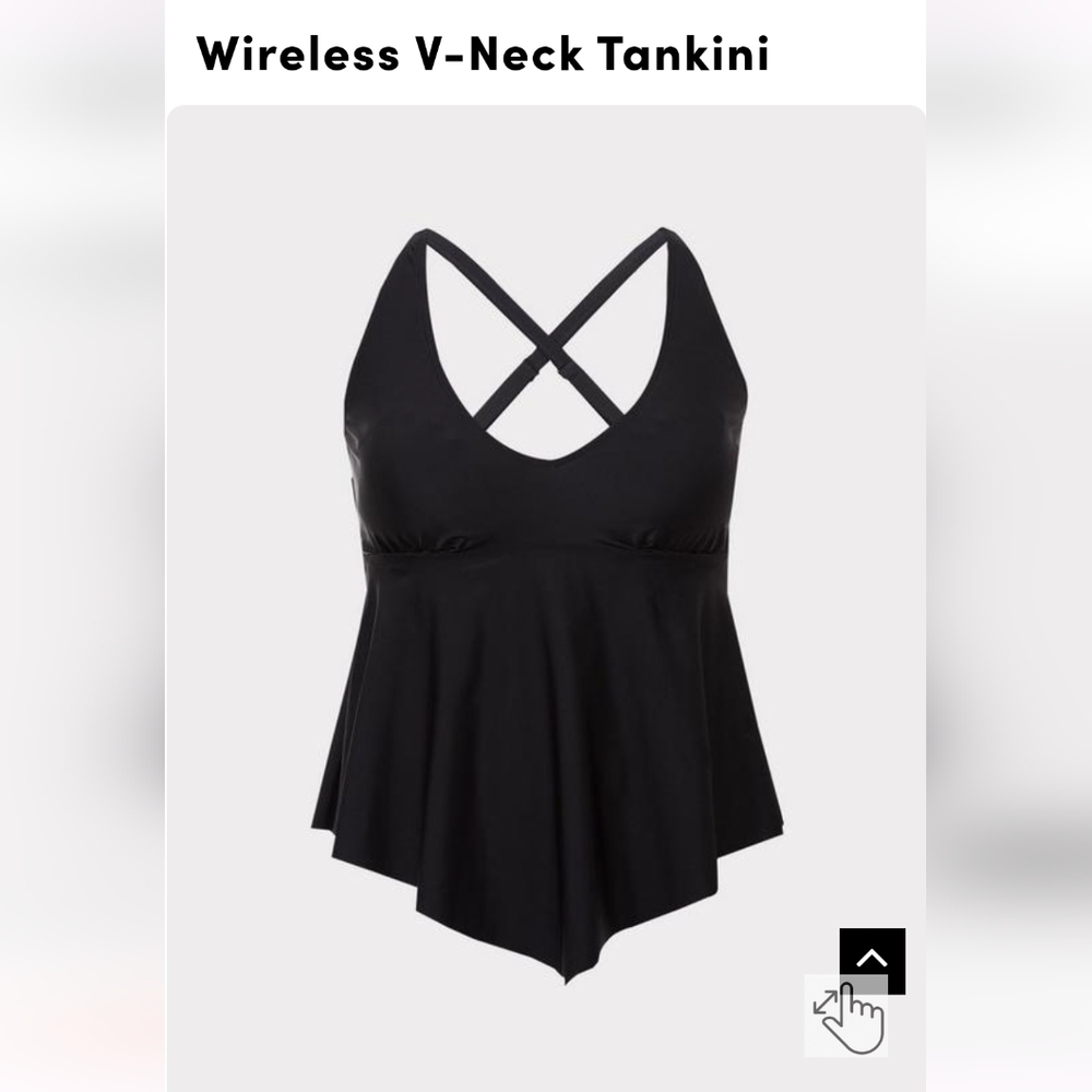 New Torrid Wireless V-Neck Tankini swim top black  3x